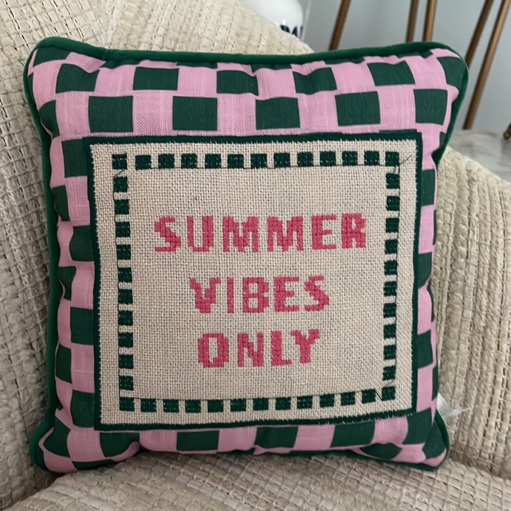 Summer Vibes Only needle point pillow